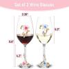 imageBTaT Fancy Wine Glasses Set of 2 17 oz Blue ampamp Red Flower Design with Gift Box Floral Wine Glasses Fancy Dishwasher Safe
