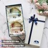 imageBTaT Floral Glass Tea Cups with Spoon Set Pack of 2 11 oz Blue ampamp Red Butterfly ampamp Flower Design with Gift Box Fancy Tea Cups Dishwasher Safe