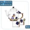 imageBTaT Floral Glass Tea Set for Adults Service for 2 Fancy Glass Pot8 oz ampamp Cups2 oz Blue Butterfly ampamp Flower Design with Gift Box Tea Pot Sets for Women Gift