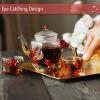 imageBTaT Floral Glass Tea Set for Adults Service for 2 Fancy Glass Pot8 oz ampamp Cups2 oz Red Butterfly ampamp Flower Design with Gift Box Tea Pot Sets for Women Gift