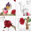 imageBTaT Floral Glass Tea Set for Adults Service for 2 Fancy Glass Pot8 oz ampamp Cups2 oz Red Butterfly ampamp Flower Design with Gift Box Tea Pot Sets for Women Gift