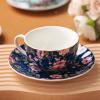 imageBTaT Floral Tea Cups and Saucers Set of 6 7 oz Porcelain Tea Cups Set of 6 Pastel Bloom Design with Gold Trim Dishwasher ampamp Freezer SafeMidnight Florals
