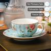 imageBTaT Floral Tea Cups and Saucers Set of 6 7 oz Porcelain Tea Cups Set of 6 Pastel Bloom Design with Gold Trim Dishwasher ampamp Freezer SafePastel Blooms