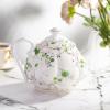 imageBTaT Floral Tea Pot with Gift Box 38 oz White with Pink Roses ampamp Gold Trim Porcelain Teapot Ceramic Dishwasher SafeWhite with Green Roses