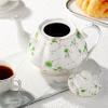 imageBTaT Floral Tea Pot with Gift Box 38 oz White with Pink Roses ampamp Gold Trim Porcelain Teapot Ceramic Dishwasher SafeWhite with Green Roses