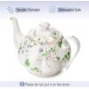 imageBTaT Floral Tea Pot with Gift Box 38 oz White with Pink Roses ampamp Gold Trim Porcelain Teapot Ceramic Dishwasher SafeWhite with Green Roses