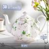 imageBTaT Floral Tea Pot with Gift Box 38 oz White with Pink Roses ampamp Gold Trim Porcelain Teapot Ceramic Dishwasher SafeWhite with Green Roses