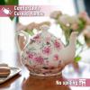 imageBTaT Floral Tea Pot with Gift Box 38 oz White with Pink Roses ampamp Gold Trim Porcelain Teapot Ceramic Dishwasher SafeWhite with Pink Roses