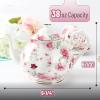 imageBTaT Floral Tea Pot with Gift Box 38 oz White with Pink Roses ampamp Gold Trim Porcelain Teapot Ceramic Dishwasher SafeWhite with Pink Roses