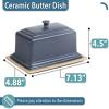 imageBTaT Large Butter Dish 1lb Butter Butter Dishes with Covers Ceramic Fit All Sizes Butter Blue Ceramic Butter Dish with Lid Butter Holder Butter Dish with Lid