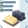 imageBTaT Large Butter Dish 1lb Butter Butter Dishes with Covers Ceramic Fit All Sizes Butter Blue Ceramic Butter Dish with Lid Butter Holder Butter Dish with Lid