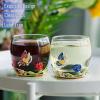 imageBTaT Stemless Wine Glasses Set of 2 10 oz RedBlue Butterfly ampamp Flower Design with Gift Box Floral Wine Glasses Dishwasher Safe