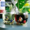 imageBTaT Stemless Wine Glasses Set of 2 10 oz RedBlue Butterfly ampamp Flower Design with Gift Box Floral Wine Glasses Dishwasher Safe