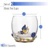 imageBTaT Stemless Wine Glasses Set of 2 10 oz RedBlue Butterfly ampamp Flower Design with Gift Box Floral Wine Glasses Dishwasher Safe