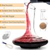 imageBTaT XL Decanter with Drying Stand Stopper Brush and Beads Hand Blown Crystal Glass Wine Decanter Wine Carafe Wine Accessories Red Wine Decanter
