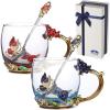 imageBTaT Fancy Tea Cups Pack of 2 Glass Tea Cup Gift Gifts for Women Tea Mugs for Women Flower Tea Cup Blown Glass