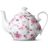 imageBTaT Floral Tea Pot with Gift Box 38 oz White with Pink Roses ampamp Gold Trim Porcelain Teapot Ceramic Dishwasher SafeWhite with Pink Roses