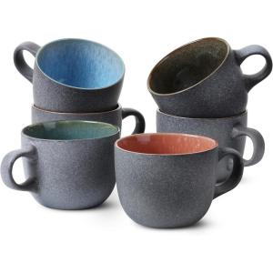 imageBTaT Coffee Mugs Set of 6 14 oz Coffee Cups Ceramic Ceramic Coffee Cups Mug Sets Ceramic Cups Ceramic Coffee Mugs Set Mugs Coffee Mugs Christmas GiftsMatte Black