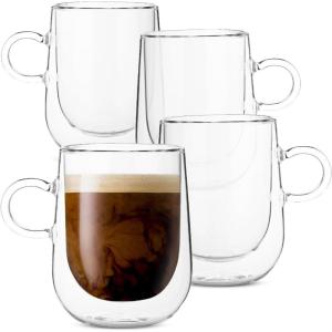 imageBTaT Double Wall Glass Coffee Mugs  12 oz 350ml Set of 4 Clear Latte Mugs8 oz