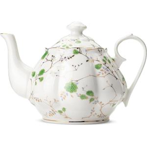 imageBTaT Floral Tea Pot with Gift Box 38 oz White with Pink Roses ampamp Gold Trim Porcelain Teapot Ceramic Dishwasher SafeWhite with Green Roses