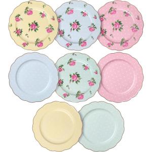 imageBTaT Porcelain Floral Plates Set of 8 8 Inch Assorted Pastel Colors with Golden Rim Floral Dessert Plates Spring Dinnerware Dishwasher ampamp Freezer SafeSet of 8