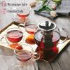 imageBTaT Glass Tea Pot Set Set of 4 Tea Set Tea Cups Tea Pot Glass Tea Cup Tea Kettles Stovetop Tea Set for Adults Glass Tea Kettle Tea Kettle with Infuser Double Wall Glass