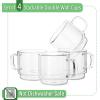 imageBTaT Stackable Insulated Coffee Mugs 4 Pack 8 oz240 ml Stackable Glass Mugs Double Wall Glass Coffee Cups Tea Cups4 Pack 12 oz