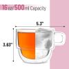 imageBTaT Stackable Insulated Coffee Mugs 4 Pack 8 oz240 ml Stackable Glass Mugs Double Wall Glass Coffee Cups Tea CupsStyle 16 oz  4 Pack