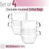 imageBTaT Stackable Insulated Coffee Mugs 4 Pack 8 oz240 ml Stackable Glass Mugs Double Wall Glass Coffee Cups Tea CupsStyle 16 oz  4 Pack