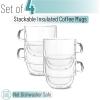 imageBTaT Stackable Insulated Coffee Mugs 4 Pack 8 oz240 ml Stackable Glass Mugs Double Wall Glass Coffee Cups Tea CupsStyle 8 oz  4 Pack