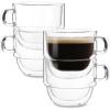 imageBTaT Stackable Insulated Coffee Mugs 4 Pack 8 oz240 ml Stackable Glass Mugs Double Wall Glass Coffee Cups Tea CupsStyle 8 oz  4 Pack