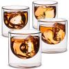 imageBTaT Whiskey Glasses Double Wall Glasses Set of 4 Bourbon Glasses Cocktail Glasses Scotch Glasses Old Fashioned Glass Rocks Glass Crystal Glasses Vodka Glasses Drinking Glasses Gifts GinsRound