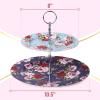 imageBTaT  Floral 2 Tier Round Porcelain Cupcake Stand 2Tier Serving Tray Dessert Stands Tea Party Supplies Party Table Decoration Dessert Display Stands Cookie Trays for Parties
