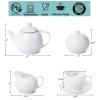 imageBTaT  Royal Tea Set 4 Tea cups 8oz Tea Pot 32oz Creamer and Sugar Set China Tea Set Tea Service Tea Cups and Saucer Set Tea Set for Adults Tea Cups Set of 4 Porcelain Tea Set