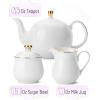 imageBTaT 3 Piece Tea Set Creamer and Sugar and Teapot Set White Cream and Sugar Bowl and Creamer Set White Teapot Porcelain Teapot Milk and Sugar Serving Set Porcelain Tea Pot Ceramic Teapot