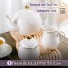 imageBTaT 3 Piece Tea Set Creamer and Sugar and Teapot Set White Cream and Sugar Bowl and Creamer Set White Teapot Porcelain Teapot Milk and Sugar Serving Set Porcelain Tea Pot Ceramic Teapot