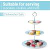 imageBTaT Floral 3 Tier Cake Stand Porcelain Pastel Pink with Pink Roses ampamp Gold Trim 3 Tiered Dessert Stand for Cookies Cupcakes ampamp FruitsBlue