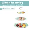imageBTaT Floral 3 Tier Cake Stand Porcelain Pastel Pink with Pink Roses ampamp Gold Trim 3 Tiered Dessert Stand for Cookies Cupcakes ampamp FruitsGreen