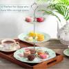 imageBTaT Floral 3 Tier Cake Stand Porcelain Pastel Pink with Pink Roses ampamp Gold Trim 3 Tiered Dessert Stand for Cookies Cupcakes ampamp FruitsGreen