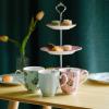 imageBTaT Floral 3 Tier Cake Stand Porcelain Pastel Pink with Pink Roses ampamp Gold Trim 3 Tiered Dessert Stand for Cookies Cupcakes ampamp FruitsPink