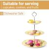 imageBTaT Floral 3 Tier Cake Stand Porcelain Pastel Pink with Pink Roses ampamp Gold Trim 3 Tiered Dessert Stand for Cookies Cupcakes ampamp FruitsYellow