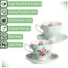 imageBTaT Floral Tea Cups and Saucers Set of 2 8oz with Gold Trim Coffee Cups Floral Tea Cup Set British Tea Cups Porcelain Tea SetGreen