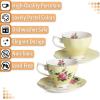 imageBTaT Floral Tea Cups and Saucers Set of 2 8oz with Gold Trim Coffee Cups Floral Tea Cup Set British Tea Cups Porcelain Tea SetYellow