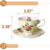 imageBTaT Floral Tea Cups and Saucers Set of 2 8oz with Gold Trim Coffee Cups Floral Tea Cup Set British Tea Cups Porcelain Tea SetYellow