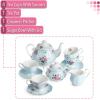 imageBTaT Floral Tea Sets for Adults 13 pcs Service for 4 Pot 38 oz ampamp Cups 8 oz with Saucers Pastel Pink Floral Design with Gift Box Porcelain Tea Set for Adult Dishwasher SafeBlue