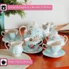 imageBTaT Floral Tea Sets for Adults 13 pcs Service for 4 Pot 38 oz ampamp Cups 8 oz with Saucers Pastel Pink Floral Design with Gift Box Porcelain Tea Set for Adult Dishwasher SafeBlue