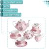 imageBTaT Floral Tea Sets for Adults 13 pcs Service for 4 Pot 38 oz ampamp Cups 8 oz with Saucers Pastel Pink Floral Design with Gift Box Porcelain Tea Set for Adult Dishwasher SafePink