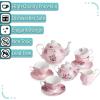 imageBTaT Floral Tea Sets for Adults 13 pcs Service for 4 Pot 38 oz ampamp Cups 8 oz with Saucers Pastel Pink Floral Design with Gift Box Porcelain Tea Set for Adult Dishwasher SafePink