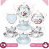 imageBTaT Floral Tea Sets for Adults 13 pcs Service for 4 Pot 38 oz ampamp Cups 8 oz with Saucers Pastel Pink Floral Design with Gift Box Porcelain Tea Set for Adult Dishwasher SafeBlue