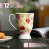 imageBTaT Large Coffee Mugs 12 oz Set of 6 Floral Mugs Porcelain Bone China Tea Mug Coffee Cups SetSet of 4